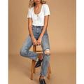 Free People Jeans | Free People Jeans 24 Blue Acid Denim Dakota Straight Leg High Rise Distressed | Color: Blue | Size: 24