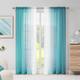 Melodieux Teal Ombre Sheer Curtains 63 Inch Length for Living Room, Bedroom Chiffon Teal White Gradient Rod Pocket Voile Drapes, 52 by 63 Inch, 2 Panels