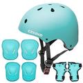 CELOID Kids Helmet Pad Set,Adjustable Kids Skateboard Bike Helmet Knee & Elbow Pads Wrist Guards 8-10-14 years Kids Protective Gear Set for Girls Boys Bicycle Roller Scooter Rollerblade Sport，L-blue