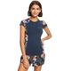 Roxy Printed - Short Sleeve Zip-Up Rash Vest for Women Blu