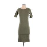 Lularoe Casual Dress - Midi Crew Neck Short sleeves: Green Print Dresses - Women's Size X-Small