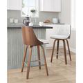 Wade Logan® Archaimbaud Swivel Stool Wood/Upholstered/Leather in Gray/White | 40.25 H x 20.75 W x 20.75 D in | Wayfair