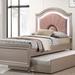 Rosdorf Park Greathel Solid Wood & Low Profile Beds Bed Wood & /Upholstered/Polyester in White/Brown | 54 H x 58 W x 80.5 D in | Wayfair