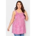 Yours Curve Pink Animal Print Crinkle Vest Top, Women's Curve & Plus Size, Yours