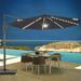 Arlmont & Co. Nakshatra 11ft Lighted Cantilever Sunbrella Umbrella w/ Weight Base in Blue/Navy | Wayfair A482806FC7BA449C9586639B9EE2F465