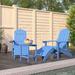 Rosecliff Heights Patio Adirondack Chairs w/ Footstool & Table HDPE Plastic/Resin in Blue | 36.2 H x 28.7 W x 32.7 D in | Wayfair