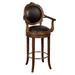 One Allium Way® Swivel Solid Wood Bar Stool Wood/Upholstered/Leather in Black/Brown | 48 H x 22 W x 18.5 D in | Wayfair