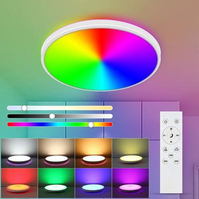 Dimmbare LED -Deckenleuchte, 24W RGB Moderne Deckenlampe, 6 Farben wasserdichte Beleuchtung, Image