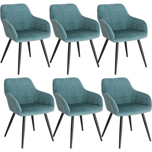 6 x Esszimmerstühle 6er Set Esszimmerstuhl Küchenstuhl Polsterstuhl Design Stuhl mit Armlehnen, mit