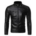 symoid Mens Faux Fur Coats & Jackets- Winter Casual Stand Collar Motorcycle Leather Jacket Coat Black M