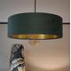 Large 45cm Forest Green Velvet Ultra Slim Lampshade with Gold Lining and XL LED Bulb Included