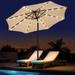 9ft Outdoor Patio Table Umbrella, Sturdy Solar Led Market Umbrella for Deck, Pool, Garden w/Tilt, Crank, 32 LED Lights - Beige