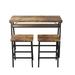 Modern 3-Piece Bar tabies and chairs Set with 2 Chairs for Dining Room，Black Frame and Brown Panel