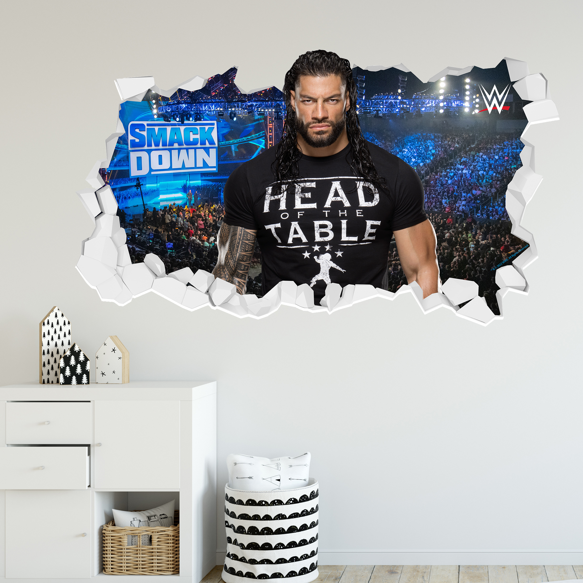 WWE Roman Reigns Broken Wall Sticker - 90cm x 50cm height Image