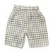 B91xZ Boys Pants Children s Summer Plaid Five Point Casual Pants Boy s Waist Stretch Casual Going Out for 0 To 6 Boys Pants Beige Sizes 3-4 Years