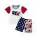 Toddler Boys Short Sleeve Independence Day 4th Of July USA Letter Printed T-Shirt Tops Shorts Kids Daily Wear Outfits Child Clothing Streetwear Dailywear Outwear