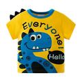 Toddler Kids Baby Crewneck T-Shirts Boys Summer Cartoon Cute Funny Dinosaur Short Sleeve Tops Tee Clothes Child Clothing Streetwear Dailywear Outwear