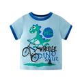 Toddler Kids Baby Crewneck T-Shirts Boys Summer Cartoon Cute Funny Dinosaur Short Sleeve Tops Tee Child Clothing Streetwear Dailywear Outwear