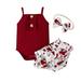 Outfits For Teen Girls Toddler Ribbed Sleeveless Romper Body Shorts Outwear With Headwear 3Pcs Sets Clothes Suit