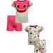 AME Sleepwear Girls Baby Shark Girls Pink 4 Piece Cotton Infant Shortie Pajamas (12 mo)