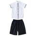 Summer Fashion British Lovely Boys Lapel T-Shirt Shorts Sports Suit Child Clothing Streetwear Dailywear Outwear