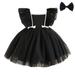 B91xZ Girls Dresses Toddler Girls Summer Flying Sleeve Polka Dot Meshprincess Dress Performance Dress Pompous Skirt Black Sizes 2-3 Years