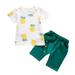 B91xZ Girls Outfit Sets Tops Pineapple Baby T-shirt Outfit Toddler Solid Kids Set Short Casual Boys Girls Outfits&Set Green Sizes 2-3 Years