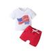 4th of July Baby Boy Outfit American Boy Short Sleeve Shirt Top Elastic Waist Shorts USA Clothes