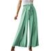 RYRJJ Women s Palazzo Wide Leg Pants Bow Knot Front High Waist Side Slit Flowy Pleated Pant Casual Work Dress Trousers with Belt(Light Blue L)