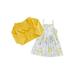 Arvbitana Toddler Girl 2Pcs Summer Outfits Floral Print Cami Dress + Long Sleeve Tie-up Tops Set