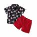 Holiday Savings Deals! Kukoosong Summer Baby Boy Clothes Christmas Autumn Winter Boys Santa Claus Printed Short Sleeve Shirt Solid Shorts Two Piece Set Red 1-2 Years