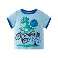 Toddler Kids Baby Crewneck T-Shirts Boys Summer Cartoon Cute Funny Dinosaur Short Sleeve Tops Tee Child Clothing Streetwear Dailywear Outwear