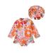 CenturyX Newborn Baby Girls Spring Summer Romper Swimwear Long Sleeve Floral/Shell Print Bathing Suit with Hat