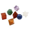 7 Chakra Healing Crystal Platonic Solids Sacred Geometry Set with Merkaba Star Carved Chakra Stone Set for Crystal Healing Meditation Therapy