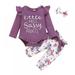 3Pcs Newborn Baby Girls Clothes Kids Outfits Letter Print Romper Floral Long Pant Set