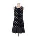 Riley & Rae Casual Dress - A-Line High Neck Sleeveless: Black Polka Dots Dresses - Women's Size 6