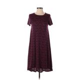 Lularoe Casual Dress - Midi Crew Neck Short sleeves: Burgundy Dresses - Women's Size 2X-Small