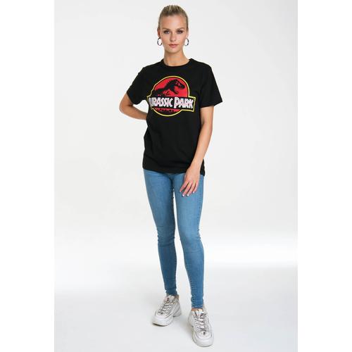 „T-Shirt LOGOSHIRT „“Jurassic Park Logo““ Gr. L, schwarz Damen Shirts T-Shirts mit coolem Print“