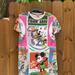 Zara Dresses | All Over Print Mickey Mouse T-Shirt Dress Size Small. | Color: Pink/White | Size: S