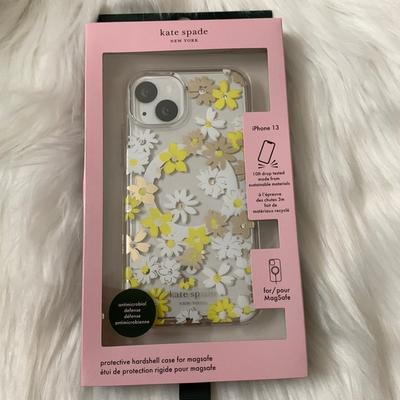 Kate Spade Cell Phones & Accessories | Kate Spade Protective Hardshell Case In Yellow Floral Medley For Iphone 13 | Color: White/Yellow | Size: Apple Iphone 13