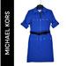 Michael Kors Dresses | Michael Kors Woman's Blue Size Xs Zipper 3/4 Sleeves Collared Belt Dress | Color: Blue | Size: Xs