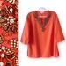 Michael Kors Tops | Michael Kors Boho Tunic Embellished Sequin Crystal Linen 3/4 Sleeves | Color: Orange | Size: M