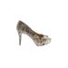 Nine West Heels: Pumps Stilleto Cocktail Party Ivory Animal Print Shoes - Women's Size 8 1/2 - Peep Toe - Print Wash
