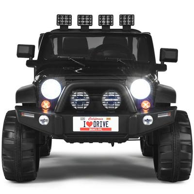 Costway 12V 2-Seater Ride on Car Truck with Remote Control and Storage Room-Black