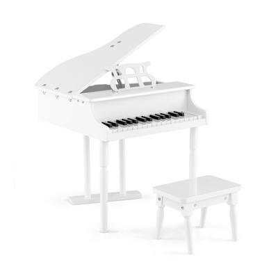 Costway 30-Key Kids Piano Keyboard Toy with Bench Piano Lid and Music Rack-White