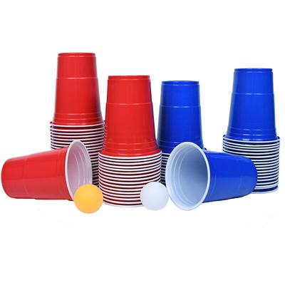 100+10 Premium Beer Pong Becher, Beerpong Partybecher Wiederholbare 50 Red Cups + 50 Blue Cups+10