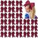 JLMMEN STORE 24 PCS 8 Large Cheer Bows Maroon Girl Hair Bows Cheerleading Softball Team Bow Hair Accessories for cheerleaders football Competition Sports