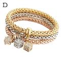 KIHOUT Multilayer Bracelets - 3PCS Gold/Silver/Rose Gold Corn Chain Bracelet For Women Heart Shaped Stretch Bracelet Clearance