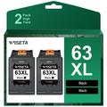 63XL Black Ink Cartridge Replacement for HP 63XL 63 XL works with Envy 4520 Officejet 3830 4650 5255 5258 Deskjet 3632 3630 1112 2132 (2 Black)