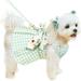 Plaid Dog Dress Harness Leash Set for Small Medium Dog Cats Girl Green Summer Pet Clothes Bowknot Puppy Princess Dresses Holiday Party Costume Outfits Chihuahua Yorkie Clothing